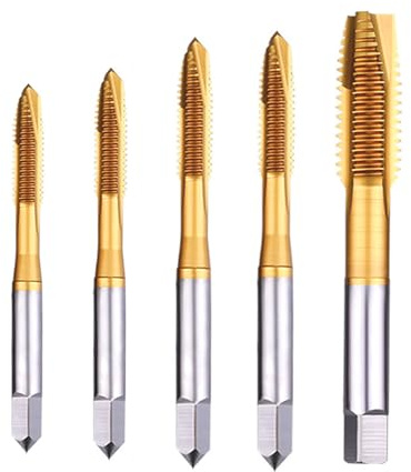 Gewindebohrer Set Titan-beschichtet HSS M3 M4 M5 M6 M8 Rechtshänder Spiralspitze gerade geriffelt und Fertiggewindebohrer