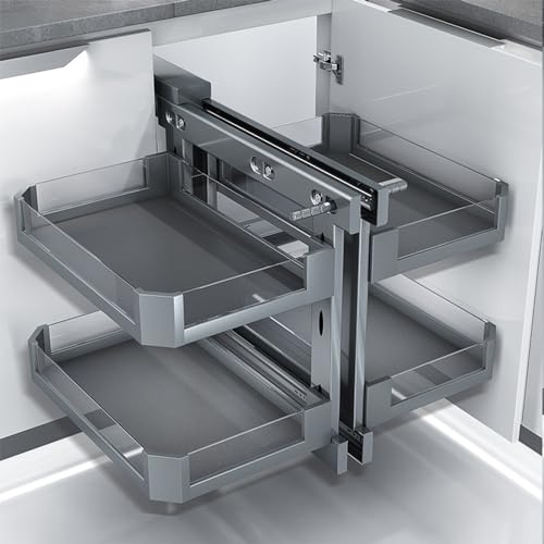 SJDUYD Organiseur coulissant pour armoire d'angle mort de cuisine avec 4 paniers, étagère coulissante, organisateur de rangement extensible pour garde-manger 900