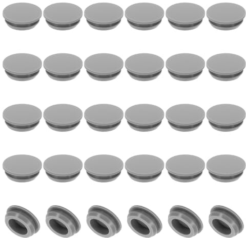 PATIKIL 16mm Diametro Tappo Rotondo Silicone, 30pz Tipo Bloccaggio Mobili Tappo Foro Pulsante Protettivo Copertura Testa per Foro 2,5-16mm per Sigillare Foro Cilindro Passacavi, Grigio