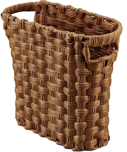 NiHome NiOffice Waste Paper Bin, Compact Wicker Trash Can with Built-in Handles, Durable Wicker Bin for Bedroom, Home, and Office (Brown)