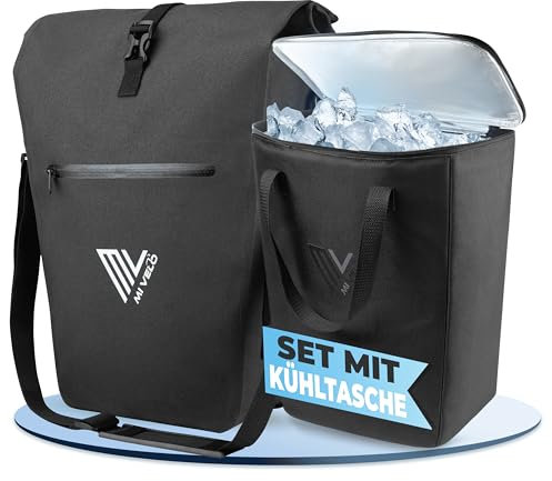 MIVELO 2in1 Fahrradtasche Gepäckträgertasche wasserdicht 100% PVC frei + Laptopfach + Schultergurt – Fahrrad Tasche für Gepäckträger mit Kühltasche