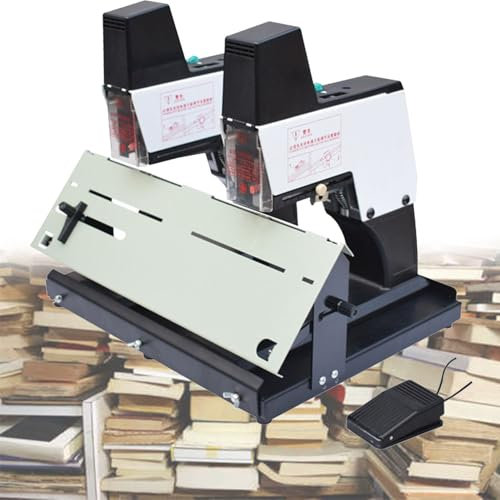 Grapadora Eléctrica,Máquina Encuadernadora Automática Escritorio 9 Velocidades Con Interruptor Pie,Profundidad Encuadernación Ajustable A 100 Mm,doublehead