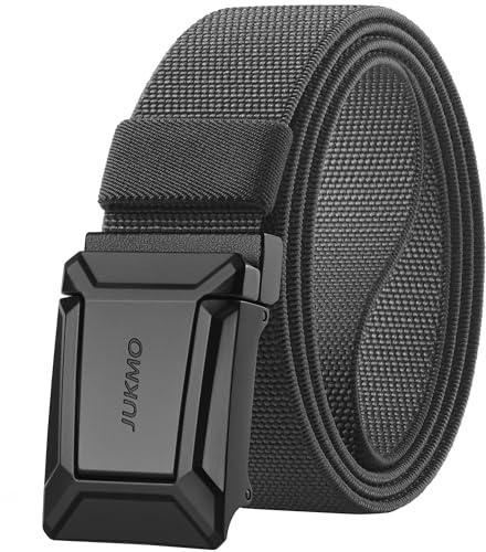 JUKMO Taktischer Stretchgürtel für Männer, Militär Arbeit Rigger Wandern,3,8cm elastische Nylon Web Ratsche Schnellspanner Gürtel in Geschenkbox