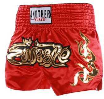 Sxiwei Short de Boxe Enfant Garçon Short Sportif de Muay Thai MMA Kick Boxing Survêtements Exercices Rouge 5-7 Ans