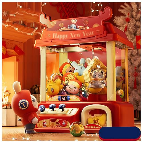 CUCUKAKA Candy Grabber avec Musique et Lumières,2 Poupées Panda,20 Peluches,20 Gashapons ， Machine Attrape Bonbon Jouet De Griffe pour Enfant Cadeaux pour Adultes Filles Garçons