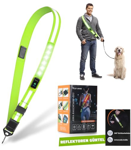 West Biking Lauflampe Joggen, Lauflicht Joggen mit 6 Lampenperlen, USB Aufladbar Led Lauflicht, Leuchtband Joggen mit Längere Betriebsdauer, Mehr Helligkeit Running-Reflektoren für Outdoor-Sportarten