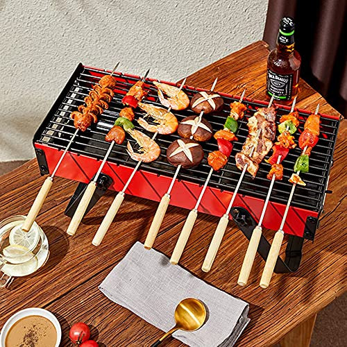 LLMTYO Barbecue Portable au Charbon de Bois en Acier Inoxydable avec Table Pliable Mini Fumeurs pour Cuisine en Plein air