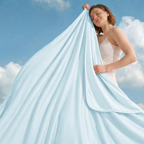 GOHERO Cooling Blanket King - Arc-Chill Q-Max >0.5 Cool Summer Blanket for Hot Sleepers - Double Design Lightweight Blanket Absorbs Heat to Keep Cool on Warm Nights(90x108) Blue