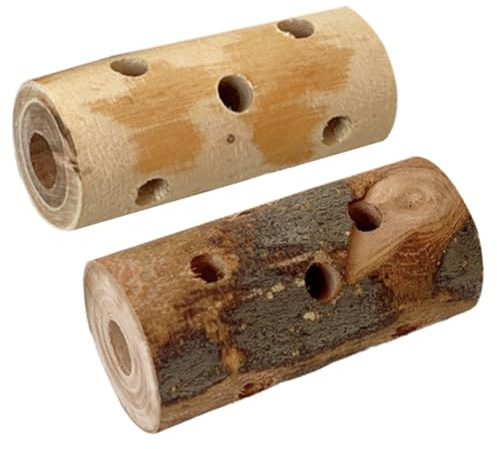 FONDOTIN Lot De 2 Jouets à Mâcher Naturels en Bois De Pommier pour Cobayes, Hamsters Et Lapins, Bâtonnets en Bois Massif Écorce, Adaptés Aux Petits Animaux De Compagnie pour Dentition Et Mastication
