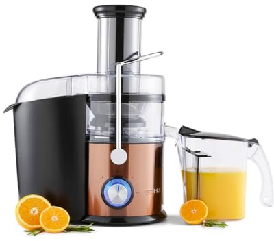 GEEPAS 800W Juice Extractor Centrifugal Juicer | Stainless Steel Juicer for Whole Fruit & Vegetable | Overheat Protection, 1L Juice Container, 2.2L Pomace Collector | 75MM Wide Mouth 2 Speed & Pulse
