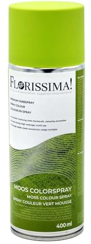 Florissima Farbspray 400ml – Sprühfarbe für Blumen, Deko & Bastelprojekte – Farben: Schwarz, Weiß, Moosgrün, Weihnachtsrot, Lila – Schnelltrocknend & Vielseitig (Moosgrün)