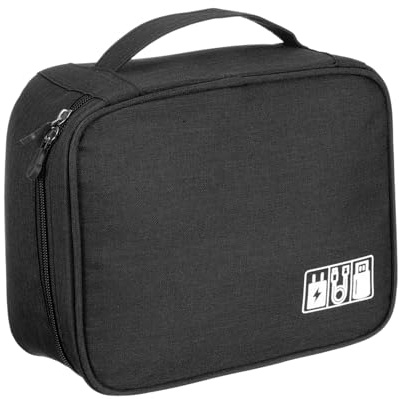 PATIKIL Travel Cable Organizer Bag, Portable Camera Case Electronic Organizer Pouch Digital Storage Carrying Case for Lens Charger Cord Earphone Personal Items, Black