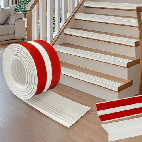 Treppenkantenprofil Selbstklebend, 300 x 9.5cm PVC Treppenkanten-Schutzprofil, Treppenprofil Rutschschutz Wasserdicht L-Form Treppenkantenschutz, für Außen- und Innenbereich