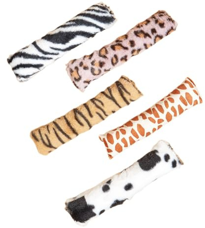 Watreketal Lot de 5 coussins en peluche motif léopards - Herbe à chat - Résistant aux morsures - Chaton à mâcher - Cadeau idéal pour chats