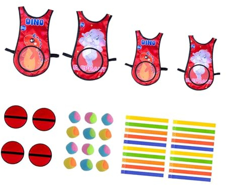 perfeclan Jeu de Dodgeball pour enfants et adultes avec 12 balles collantes, jouet de fête pour aire de jeux intérieure et extérieure, pour la maternelle la, Rouge
