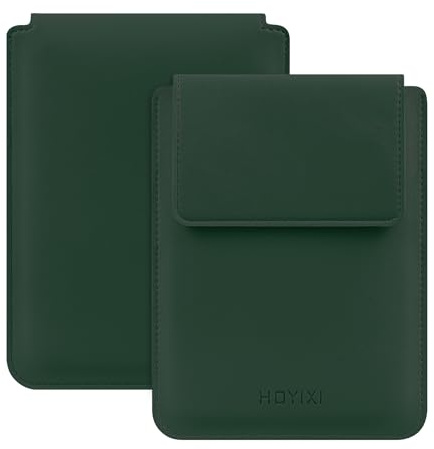 HoYiXi Funda Universal para 7 Kindle Paperwhite 2024/6.8 Paperwhite 2025-2021,Compatible Kobo/Voyaga/Pocketbook/Tolino E-Book Funda de Cuero Ligero Bolsa para Ebook de 6.8-7 Pulgadas,Verde Oscuro