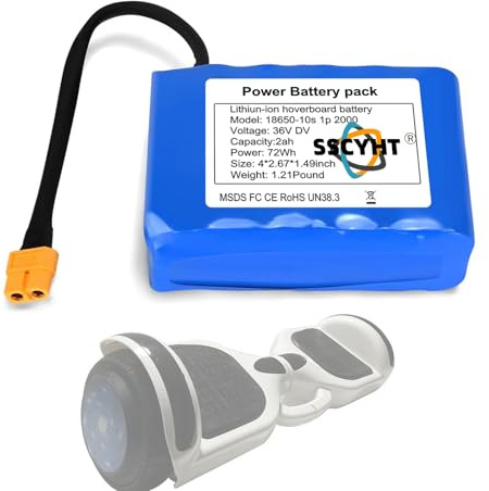 SSCYHT 10S1P 36V 2Ah/2000mAh Ersatz-Lithium-Ionen-Akku, 36-Volt-Hoverboard-Akku mit XT60-Stecker für 72-W-Scooter-, Balance-Car- und Einradmotor