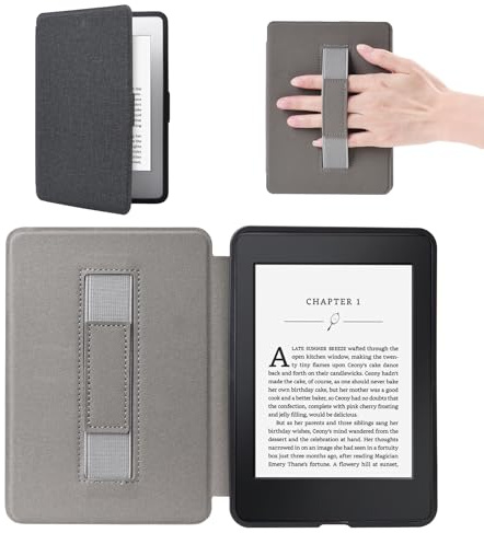 Hülle Kindle Paperwhite mit Magnetischer 2012-2017, Smart-Cover Case (7th/6th/5th Gen, Modellnummer: EY21, DP75SDI) mit Handschlaufe und Auto Sleep Wake Funktion, Kindelhülen-Schwarz