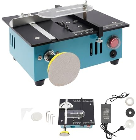 ROGONPDK Mini sega circolare da tavolo, piccola sega circolare da tavolo, regolabile con 4 fogli, 5000 giri/min, 96 W, sega circolare, mini sega circolare, per la lavorazione del legno