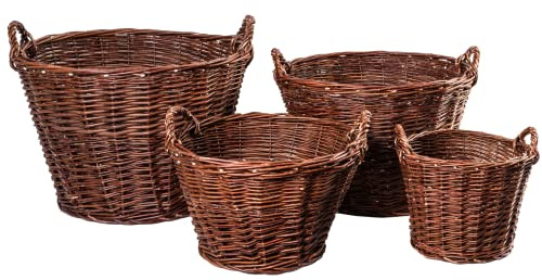Weidenkorb 7-GRÖßE Kaminholzkorb Kartoffelkorb Obstkorb Füllkorb Kiepe Gartenkorb (Ø 45 cm)