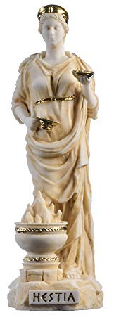 BeautifulGreekStatues Hestia Statue Göttin des Herdes, der Heimatfamilie und des Staates Alabaster, goldfarben, 22 cm