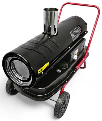 DeTec. Diesel Heizkanone 20 kW | indirektes Ölheizgebläse mit 38L Tank | Standheizung und Bautrockner mit Thermostat
