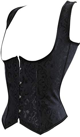 Hengzhifeng Unterbrust Corsage mit Träger Damen Korsage Body Korsett Top Steampunk (EU 34-36,Schwarz)