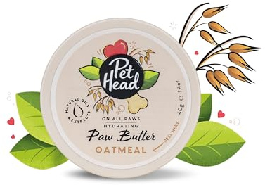 Pet Head On All Paws Pfotenbutter aus Haferflocken | Feuchtigkeitsbalsam für Hundepfoten | Beruhigt und pflegt Pfoten und Nasen | Professionelle Pflege | Sanfte Formel für Hunde und Welpen | 40g | Feuchtigkeitsbalsam für Hundepfoten | Beruhigt und pflegt Pfoten und Nasen | Sanfte Formel für Hunde und Welpen