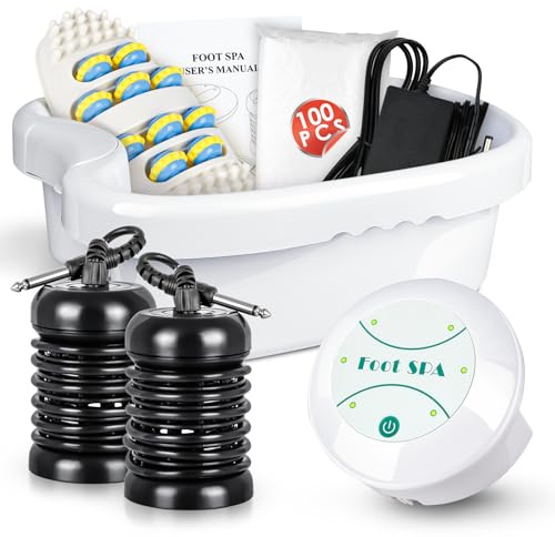 Ionic Foot Detox Machine, Portable Ionic Detox Bath Cleanse Spa Machine with Massager Roller for Plantar Fasciitis, Relaxing Foot Detox Spa At Home