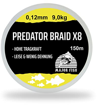 Major Fish Predator Braid 8-Fach geflochtene Angelschnur Lemon Yellow 150 Meter 0.12 mm - 9 kg