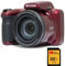 KODAK Pack Bridge Numérique Pixpro Astro Zoom AZ405 + Carte SDHC Ultra High Speed U1 32GB - Appareil Photo 20 Mégapixels, Zoom X40, Grand Angle, LCD, Vidéo Full HD 1080p, OIS, Pile AA - Rouge