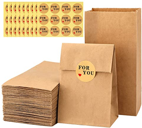 G2PLUS 50PCS Bolsas Papel Kraft,Bolsas Papel Pequeñas,Bolsitas Regalo