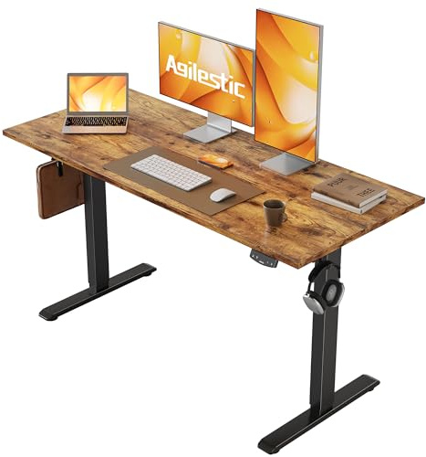 Agilestic Electric Standing Desk, 48 x 24 Inches Height Adjustable Desk, Sit Stand up for Work Office Home, Ergonomic Rising Computer Table with Memory Preset, Rustic Brown