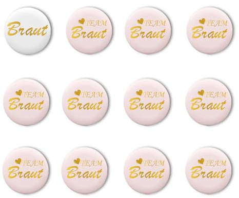 DazzJoy 12 Stk JGA Braut Button Set,Jga Accessoires Frauen,Team Bride Buttons Anstecker,Junggesellenabschied Frauen Accessoires,Jgae Frauene Abzeichen für Spiele Party,Hochzeit,Engagement Feiern(Rosa)