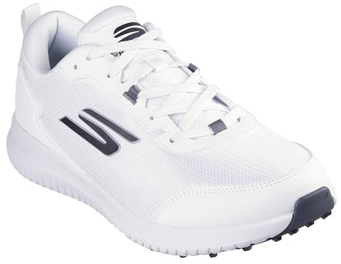 Skechers Men's Go Golf Max Fairway 4 Sneaker, White Synthetic Textile Silver Trim, 46 EU