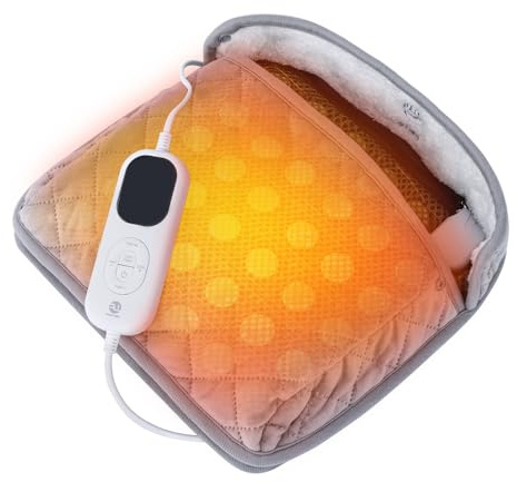 Electric Foot Warmer,Feet Warmer with Infrared Jade Stones for Cold feet,Unzip as Heating pad Relieve Foot and Back Pain,3 Settings Auto Shut-Off for Men and Women