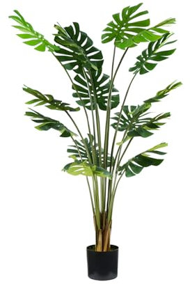 Avilia Konstgjord monstera växt, 16 blad, 170 cm, kruka med naturlig mossa, perfekt för inomhus, falsk stor växt för vardagsrum, realistisk konstväxt inomhus