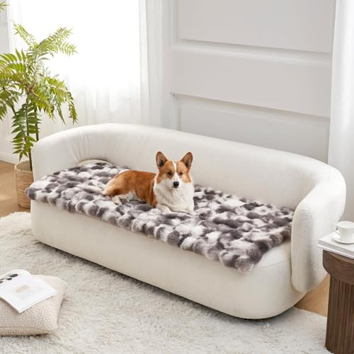 COZY KISS Sofabezug für Hunde Waschbar, Ultraweiche Kunstpelz Haustier Schutzhülle für Autositze, Wasserschutz-Decke für Katzen, Auflage für Kommoden, rutschfest, Kuschelig, 70x150cm, Tie-Dye Grau