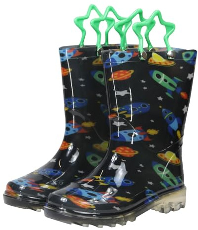 A2Z 4 Kids Botas de agua para niños y niñas, de PVC, impermeables, con mango de estrella, antideslizantes, para exteriores, para la escuela, para la lluvia, tallas 4 a 2