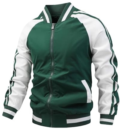 Generisch Veste d'hiver pour homme - Style décontracté - Col de baseball - Coupe ajustée, vert, M