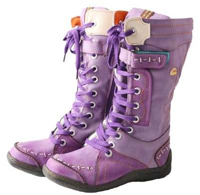 TMA EYES Botas de invierno para mujeres con suela plana, botas de nieve forradas de piel(Morado,39)