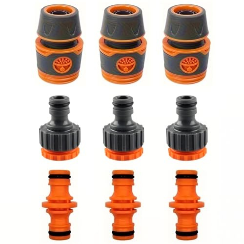 9 Stück Schlauchverbinder 3/4 Zoll, Gardena Kupplung 3/4 zoll, 3 Schnellkupplungen, 3 Doppelstecker, 3 Hybridadapter, Gartenschlauch Anschluss Schlauchkupplung für Garten, Auto, Haushalt