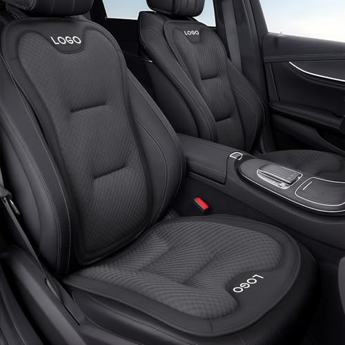 JYCASC Custom Logo Car Seat Cushions Backrest Set, Air Mesh Breathable Mesh Car Seat Protector Cover, Universal Fit Non-Slip Seat Cushion for Sedan Truck SUV,PP Cotton, Easy to Install