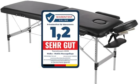 Melko Massageliege Massagebank klappbar höhenverstellbar bis 250 kg Schwarz