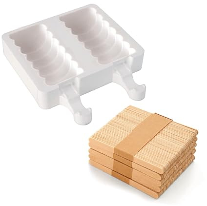 Silikomart | Lot de 3 Kits GEL04 Moule en Silicone pour Glaces Tango, Antiadhésif, 2 Glaces Spirale, 1 Moule + 50 Bâtonnets, Easy Ice Cream, 92x45x27,5 mm, 180 ml, Made in Italy