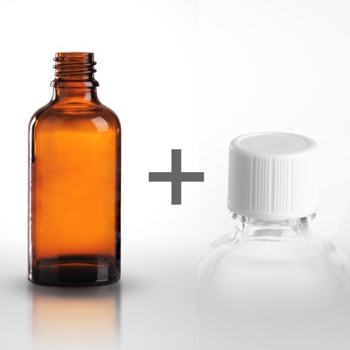 25 x Braunglasflaschen 50 ml/Tropfflaschen inkl. Tropfereinsatz mit Standard-Schraubverschluss DIN 18/ Braunglasflasche mit Tropfeinsatz *Apothekenqualität, gefertigt nach Europäischen Arzneibuch*