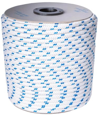 Seil, corda, rope,Antike corderia Marra – Zopf Nautica mm 12, 50 m, weiß mit Fähigkeitskarten hellblau