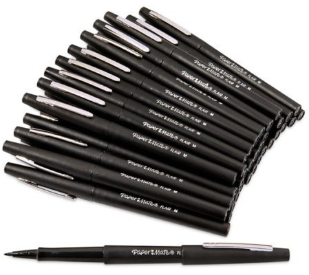 Papermate Black Flair Fibre Tip Pens 0.8mm Line Pen (6)