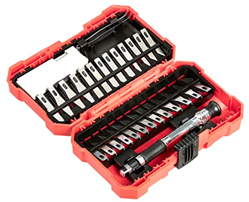 Amazon Basics Set di coltelli di precisione da hobbistica, confezione da 29 pezzi, Rosso