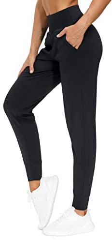 THE GYM PEOPLE Womens Joggers Pants with Pockets Athletic Leggings Tapered Lounge Pants for Workout, Yoga, Running, Training (Small, Black)